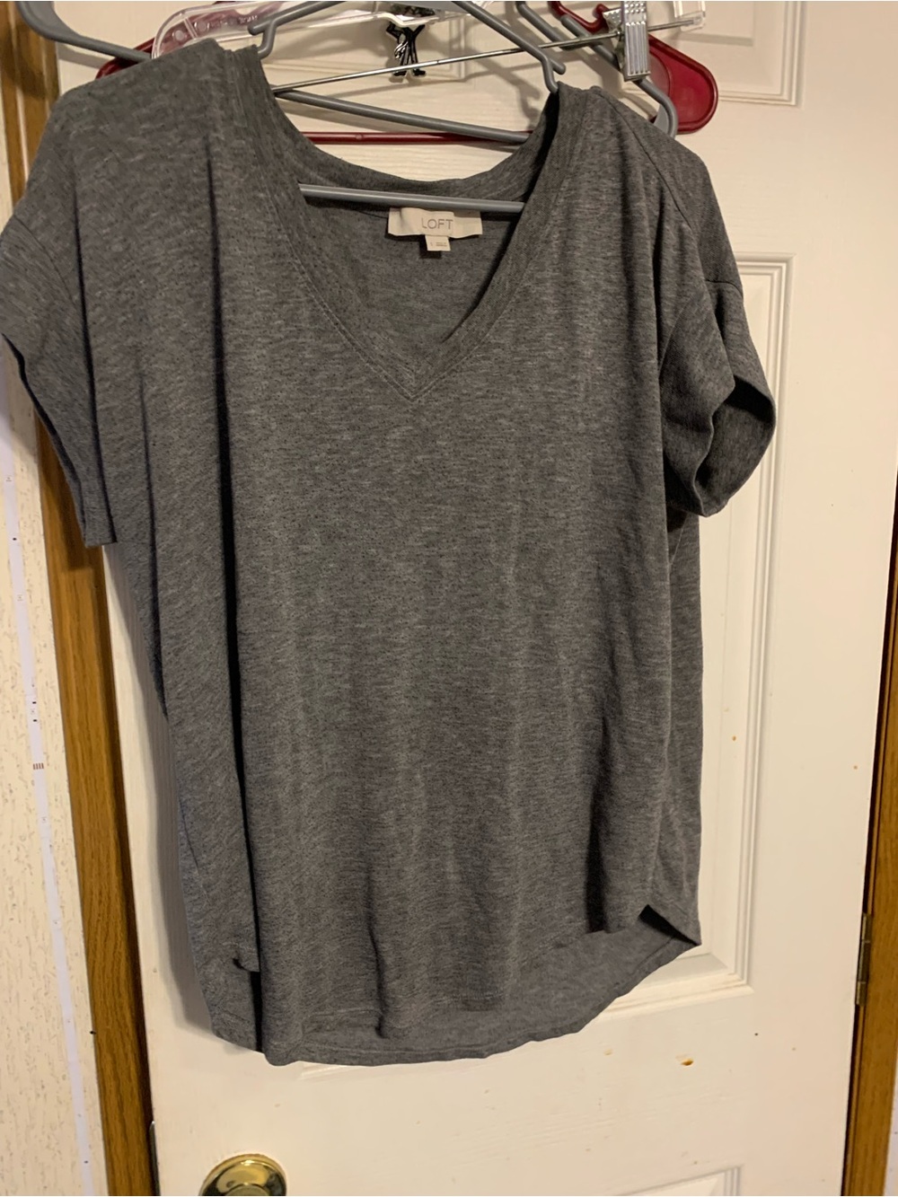 LOFT Charcoal Gray Short-Sleeve V-Neck Tee